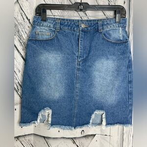 Sans Souci Distressed Denim Mini Skirt M